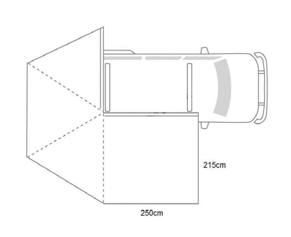 Diseño mapa del toldo Rotary desplegado.